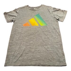 Adidas Boys Youth Large 14 / 16 Gray T-shirt w rainbow Adidas logo